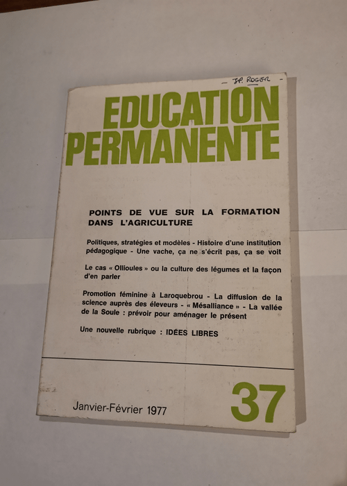 Éducation permanente N° 37 janvier – ...