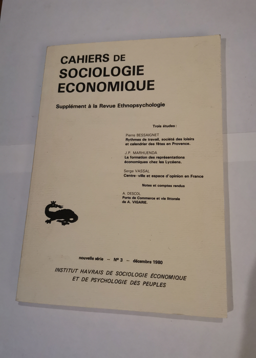 CAHIERS DE SOCIOLOGIE ECONOMIQUES – N°...
