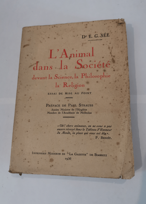 L’animal dans la société devant la sc...