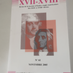 XVII XVIII – revue de la societe d’etudes anglo-americaines – N 61 – Novembre 2005 – Collectif