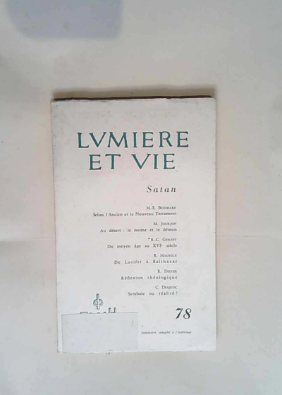 Lumiere Et Vie N° 78 Satan - Lumiere Et Vie