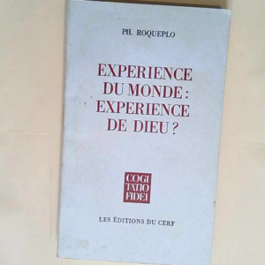 Expérience du monde expérience de dieu ? recherches theologiques sur la signification des activites  – Philippe Roqueplo