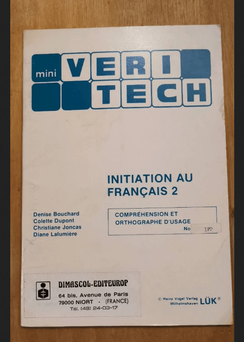 Mini Veri Tech Initiation Au Francais 2 Comprehension Et Orthographe D’usage – Collectif