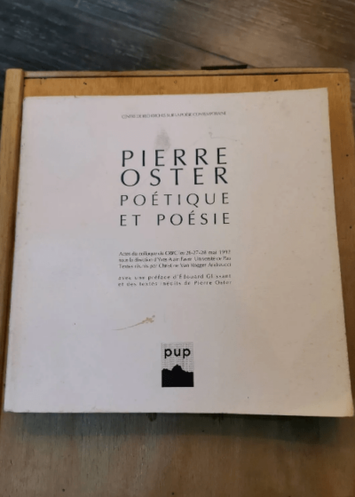 Pierre Oster - Poétique Et Poésie - Pu Pau