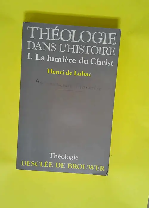 Théologie dans l histoire tome 1 Lumière du...