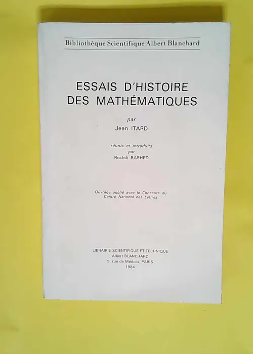 Essais d histoire des mathématiques  –...