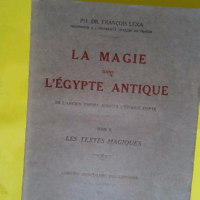La magie dans l Égypte antique de l ancien empire jusqu à l époque copte - Tome II : Les textes magiques - Frantisek Lexa