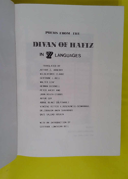 Poems from the Divan in 7 languages. – Hafiz. Poems from the Divan in 7 languages. – Hafiz.