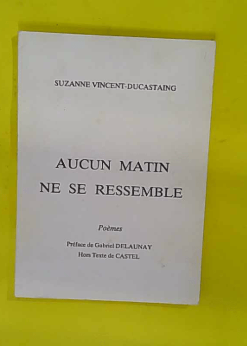 Aucun matin ne se ressemble – Poèmes – Suzanne vincent-ducastaing Aucun matin ne se ressemble – Poèmes – Suzanne vincent-ducastaing