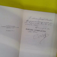 Poésies complètes – Tome 1 – Envoi autographe...