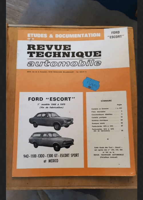 Revue technique automobile – Ford Escort 1er Modéle 1968 A 1975 ( Fin De Fab ) 940-1100-1300-1300gt-Escort Sport -Break Et Mexico – Collectif