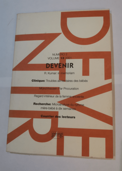 Devenir volume 13 n°2 2001 - Guedeney