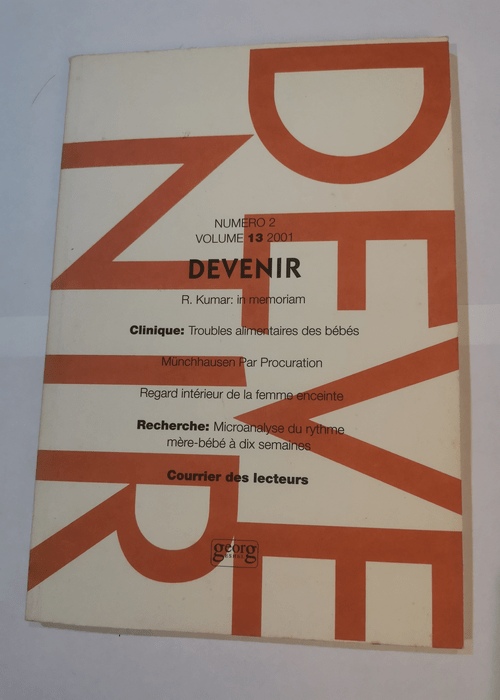 Devenir volume 13 n°2 2001 – Guedeney