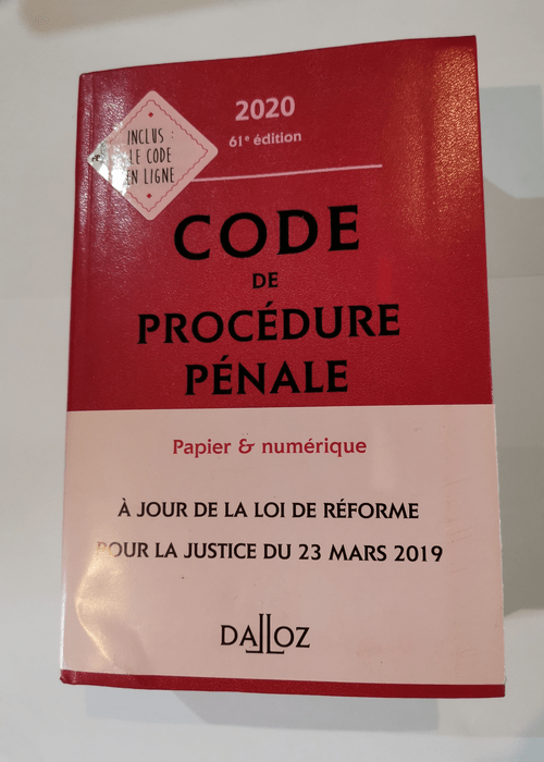 Code de procédure pénale annoté – Co...