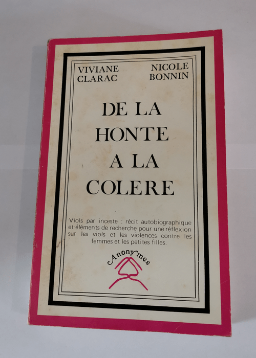 De La Honte À La Colère – Viviane Clarac Nicole Bonnin