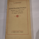 CONTRADICTIONS MAXIMES ET ANECDOTES SUIVIES DE GUERRE OU PAIX ET DE MISERE DE L’HOMME – REGISMANSET Ch.