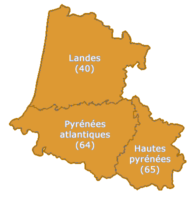 Carte départements 64 65 40